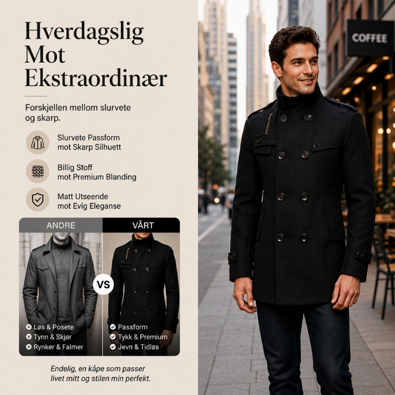 Dobbeltradet trenchcoat i slim fit for menn-3