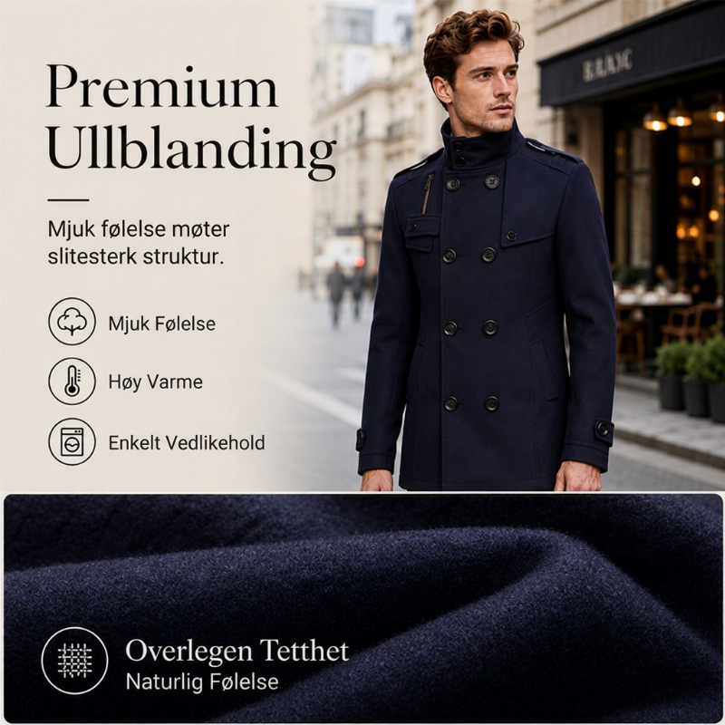 Dobbeltradet trenchcoat i slim fit for menn-4