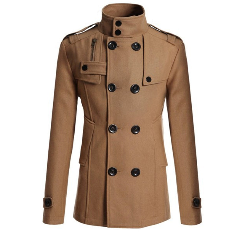 Dobbeltradet trenchcoat i slim fit for menn-8