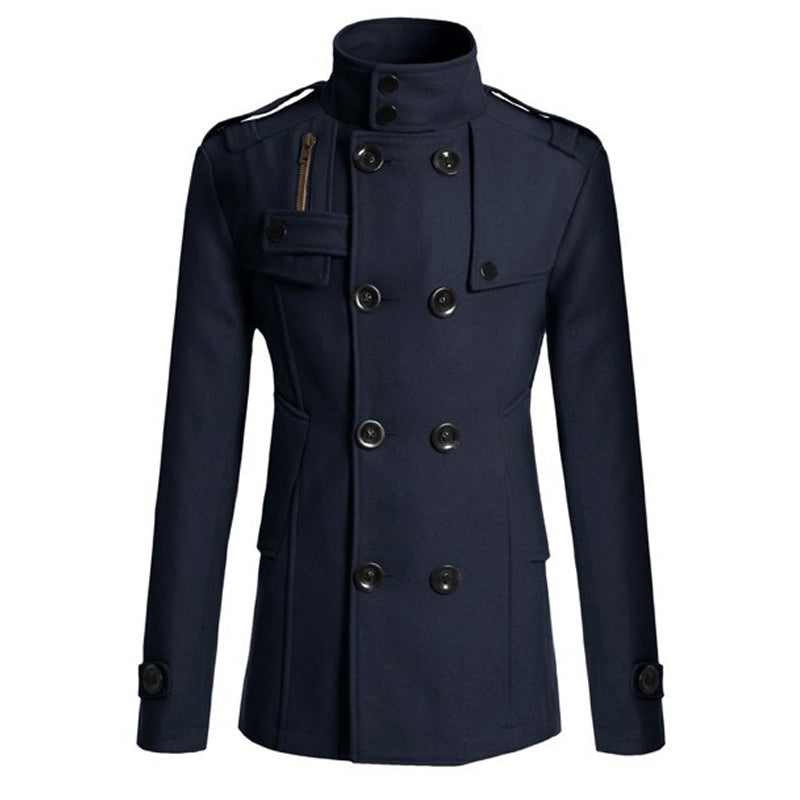 Dobbeltradet trenchcoat i slim fit for menn-9