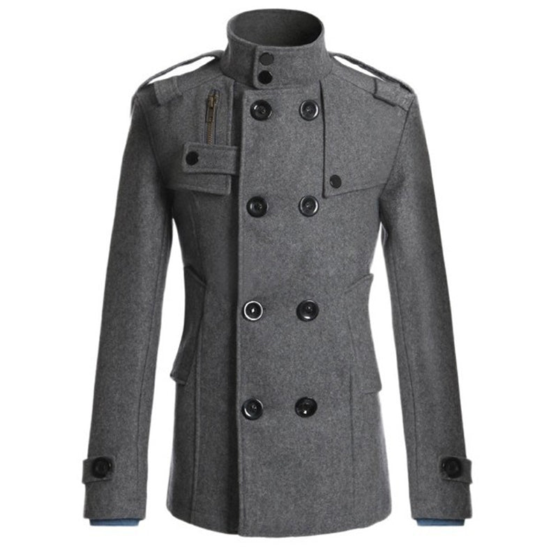 Dobbeltradet trenchcoat i slim fit for menn-10