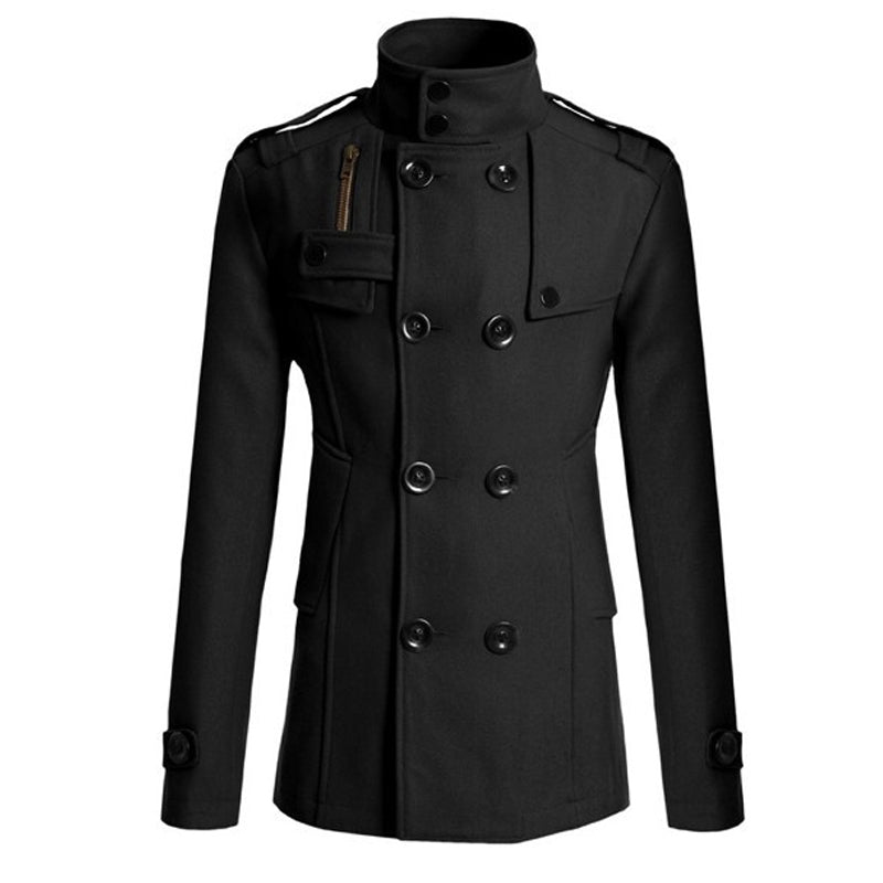 Dobbeltradet trenchcoat i slim fit for menn-11