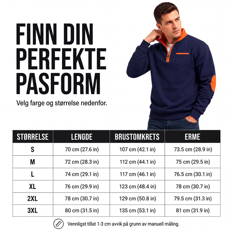 Menns uformell varm genser med kvart glidelås-5