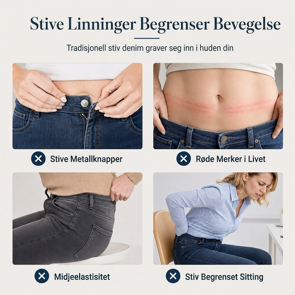 Mørkvaskede jeans for kvinner med høy midje, slim fit og bred elastisk linning, med trekk-på-design-1