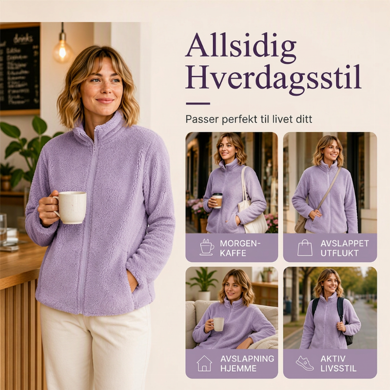 Koselig termisk jakke med ståskrage for kvinner-5