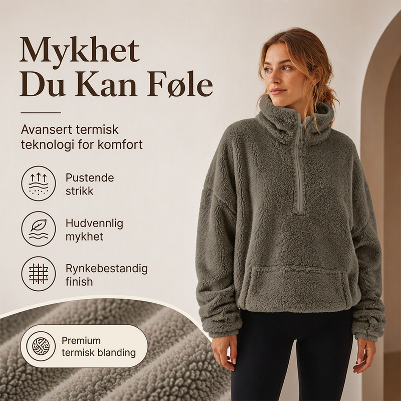 Varm og koselig halv-glidelås genser for kvinner-3