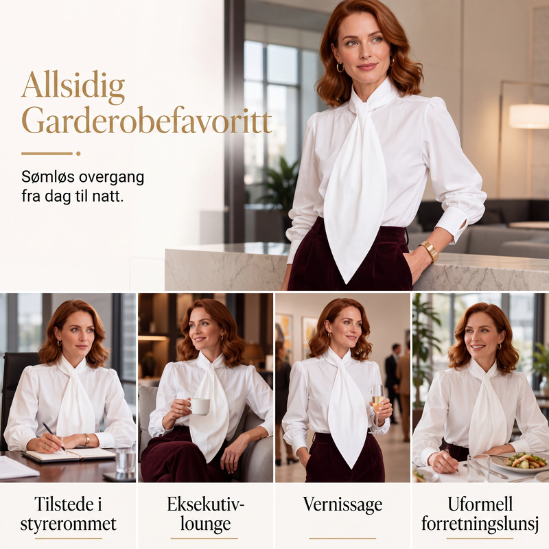 Elegant langermet topp for kvinner med sløyfehals-4