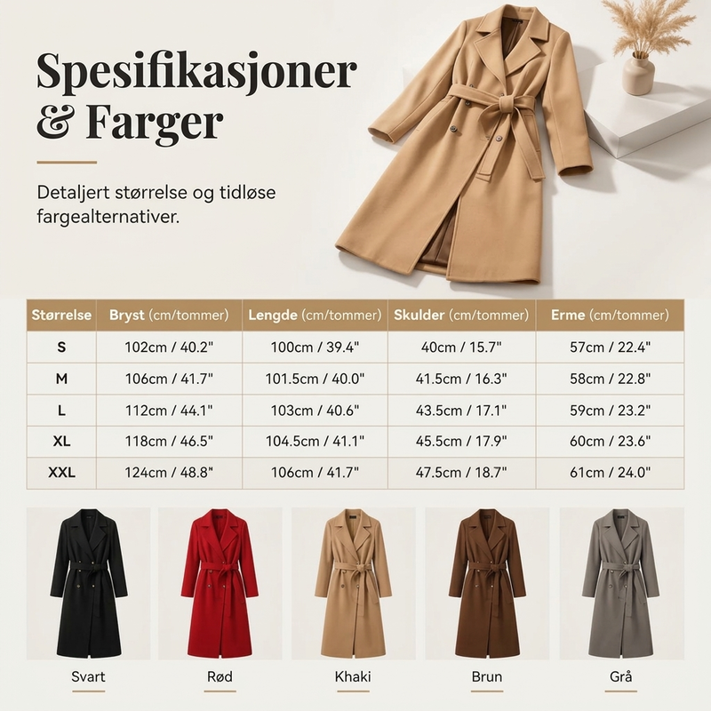 Elegant trenchcoat med belte-7