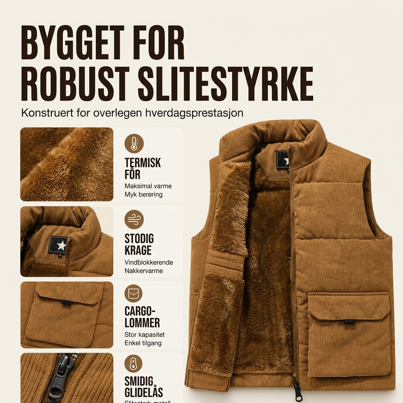Tykkere cordura-foret vest for menn-1