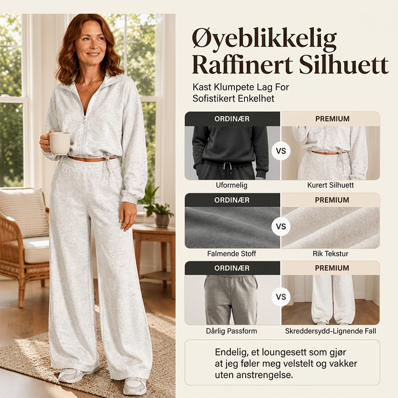 Sett med kort genser med glidelås og vide bukser for kvinner-2