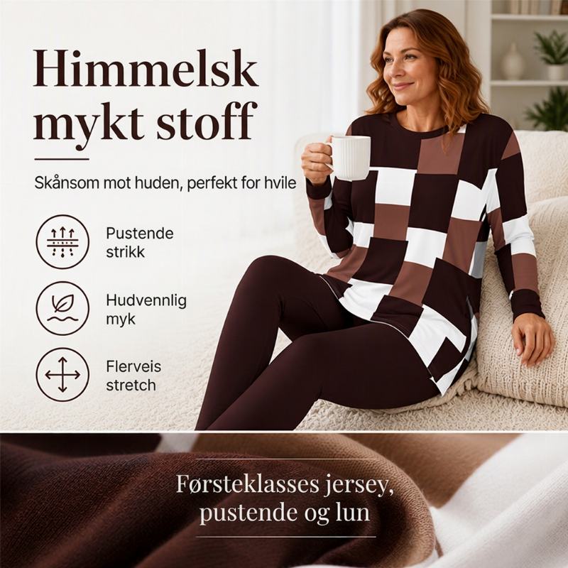 Sett med trykt langermet topp og leggings for kvinner-3
