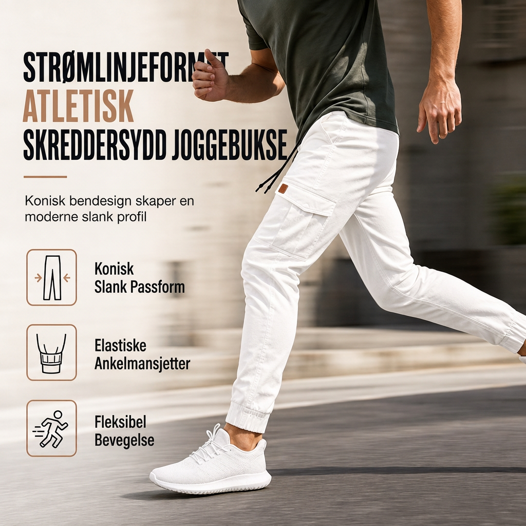 Uformelle ensfargede cargo-joggebukser for menn-4