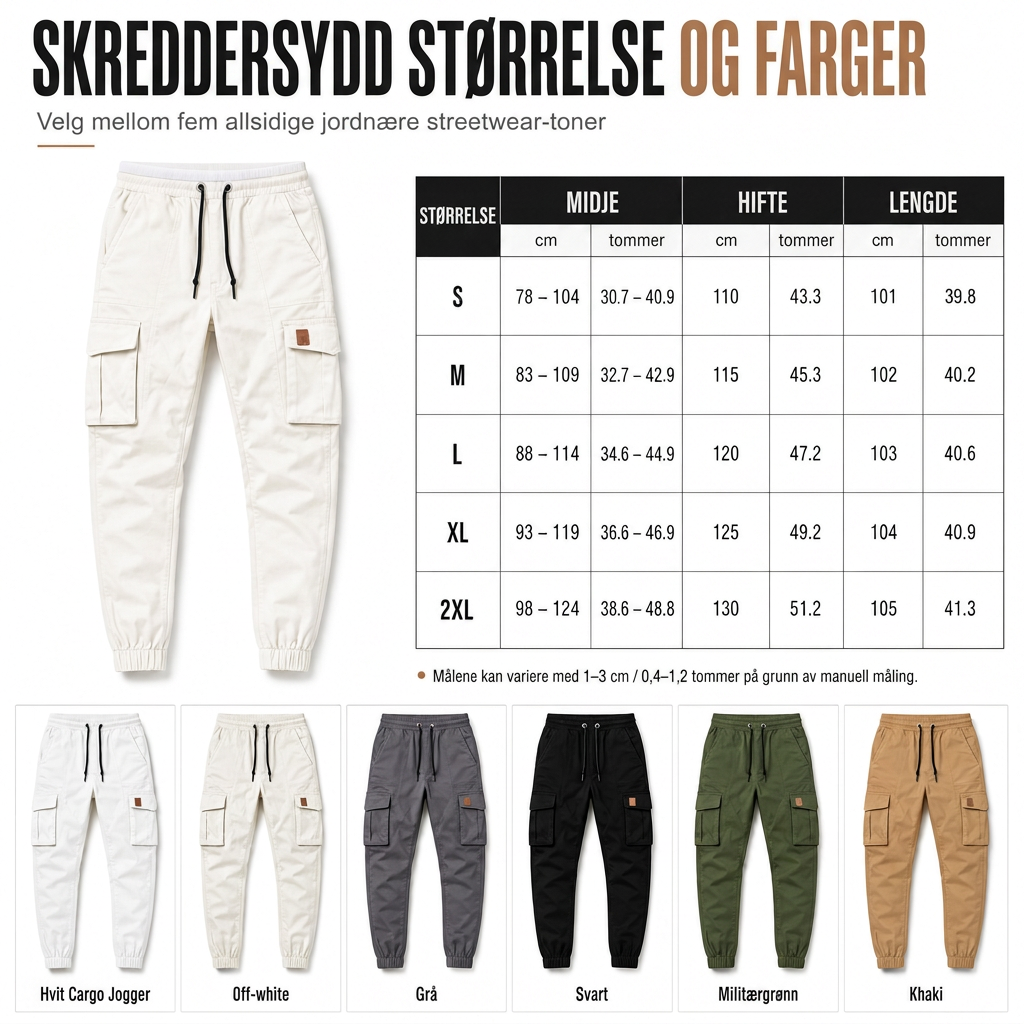 Uformelle ensfargede cargo-joggebukser for menn-7