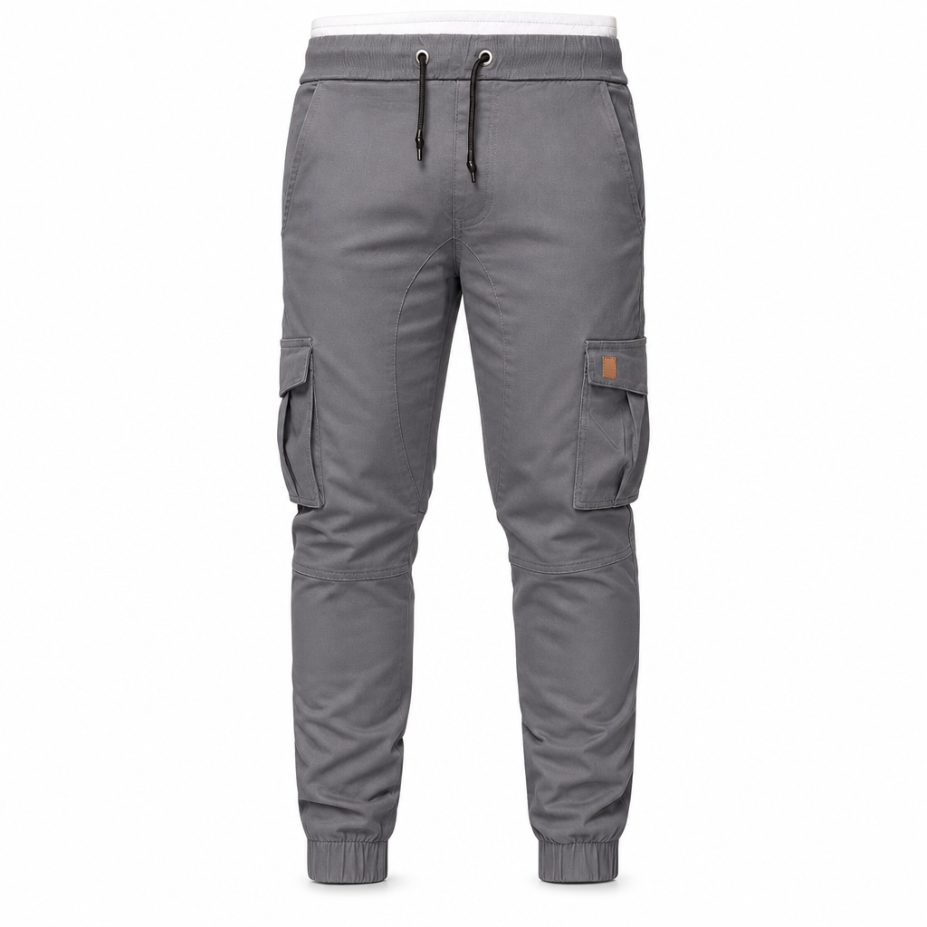 Uformelle ensfargede cargo-joggebukser for menn-10