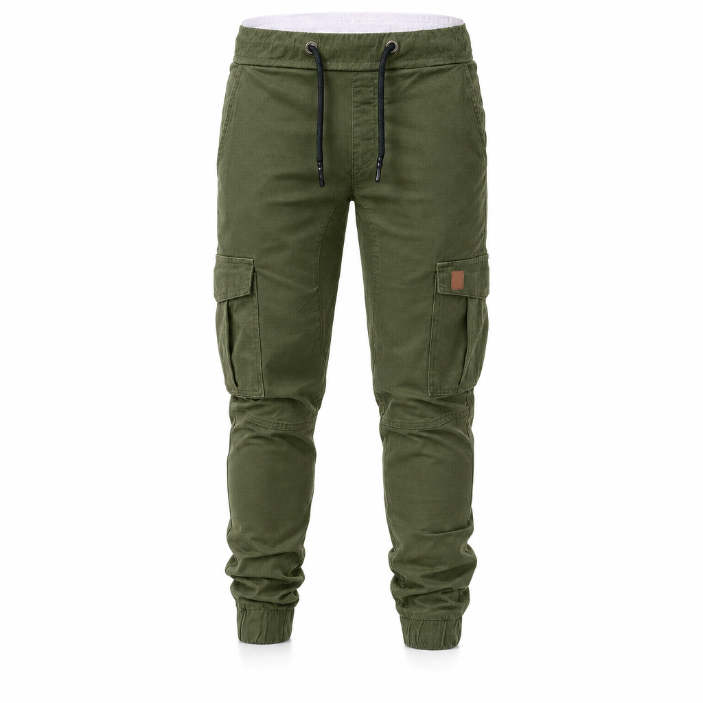 Uformelle ensfargede cargo-joggebukser for menn-11