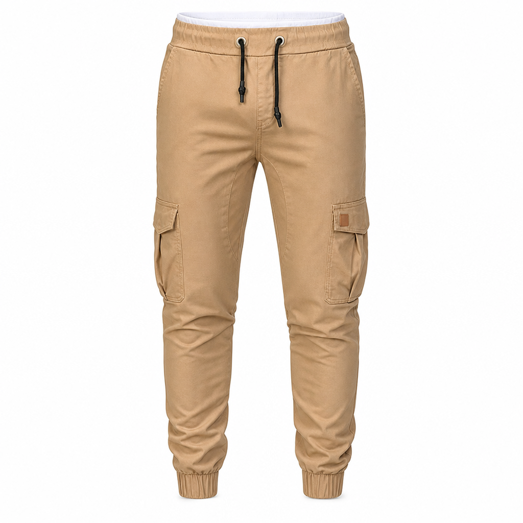 Uformelle ensfargede cargo-joggebukser for menn-12