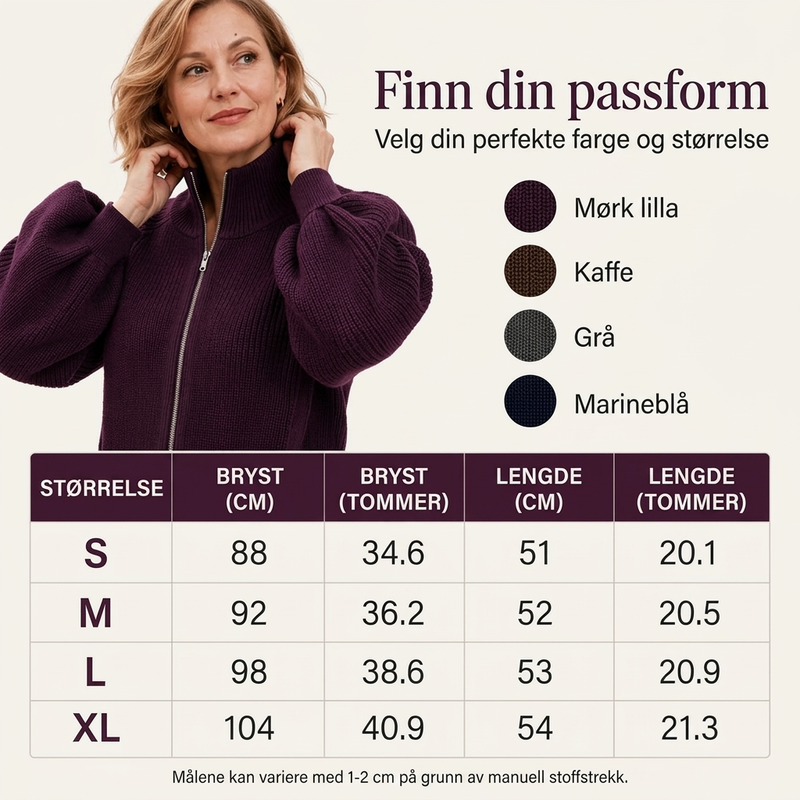 Kvinnelig genser med lanternærmer og glidelås-5