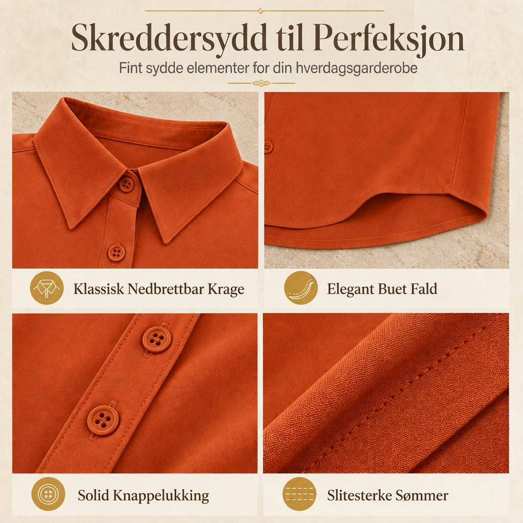 Elegant og uformell langermet bluse med knapping for kvinner-4