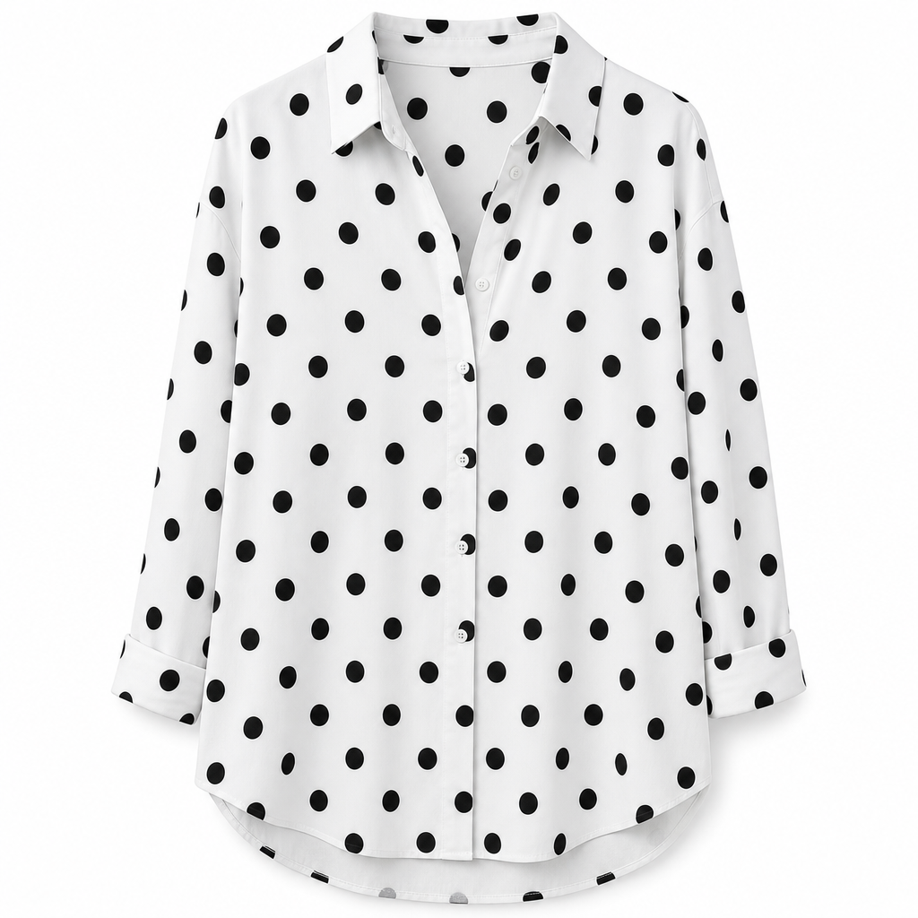 Elegant og uformell langermet bluse med knapping for kvinner-10