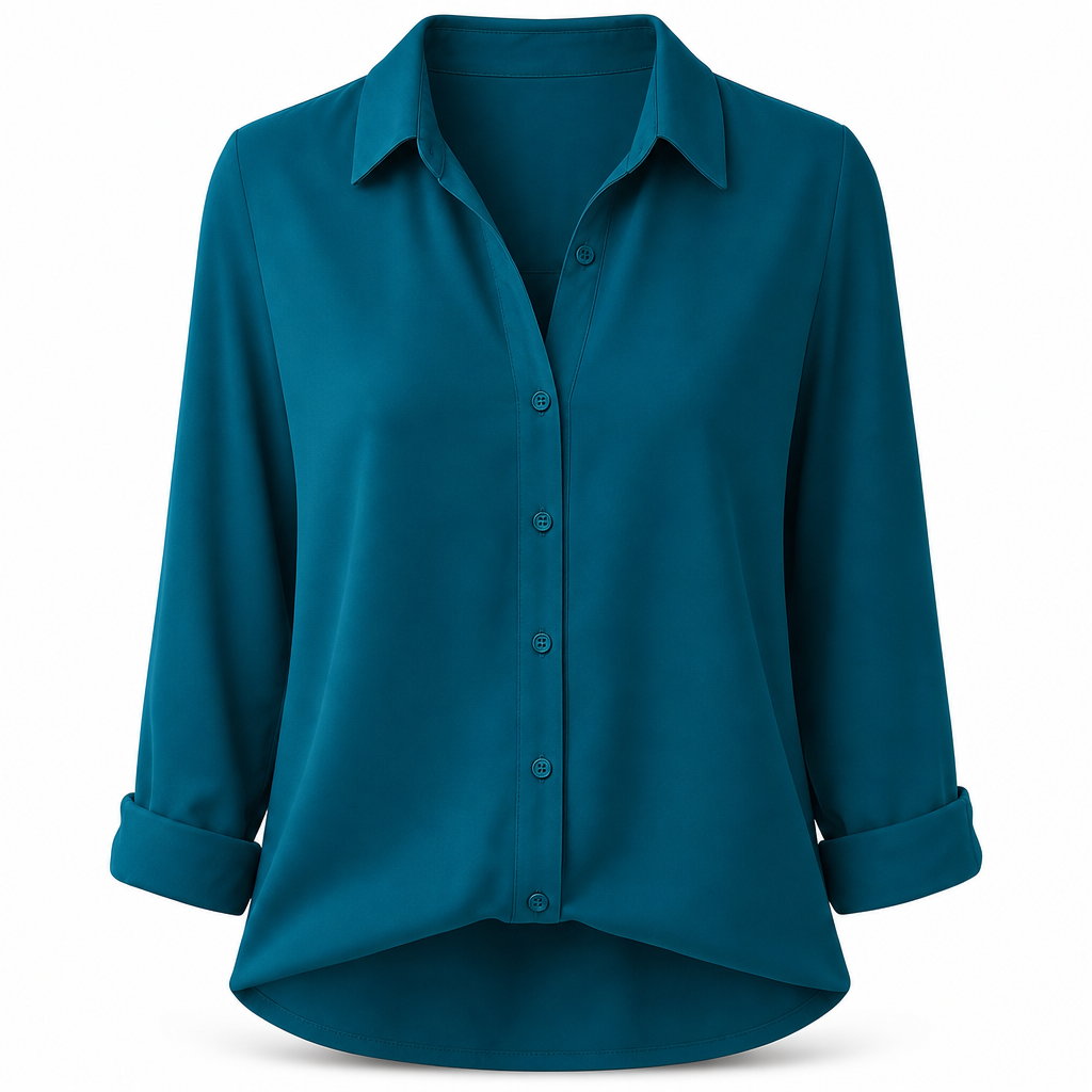 Elegant og uformell langermet bluse med knapping for kvinner-11