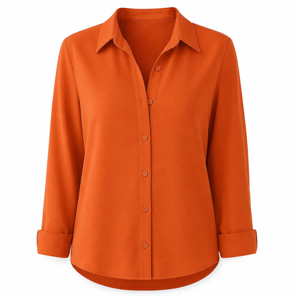 Elegant og uformell langermet bluse med knapping for kvinner-12