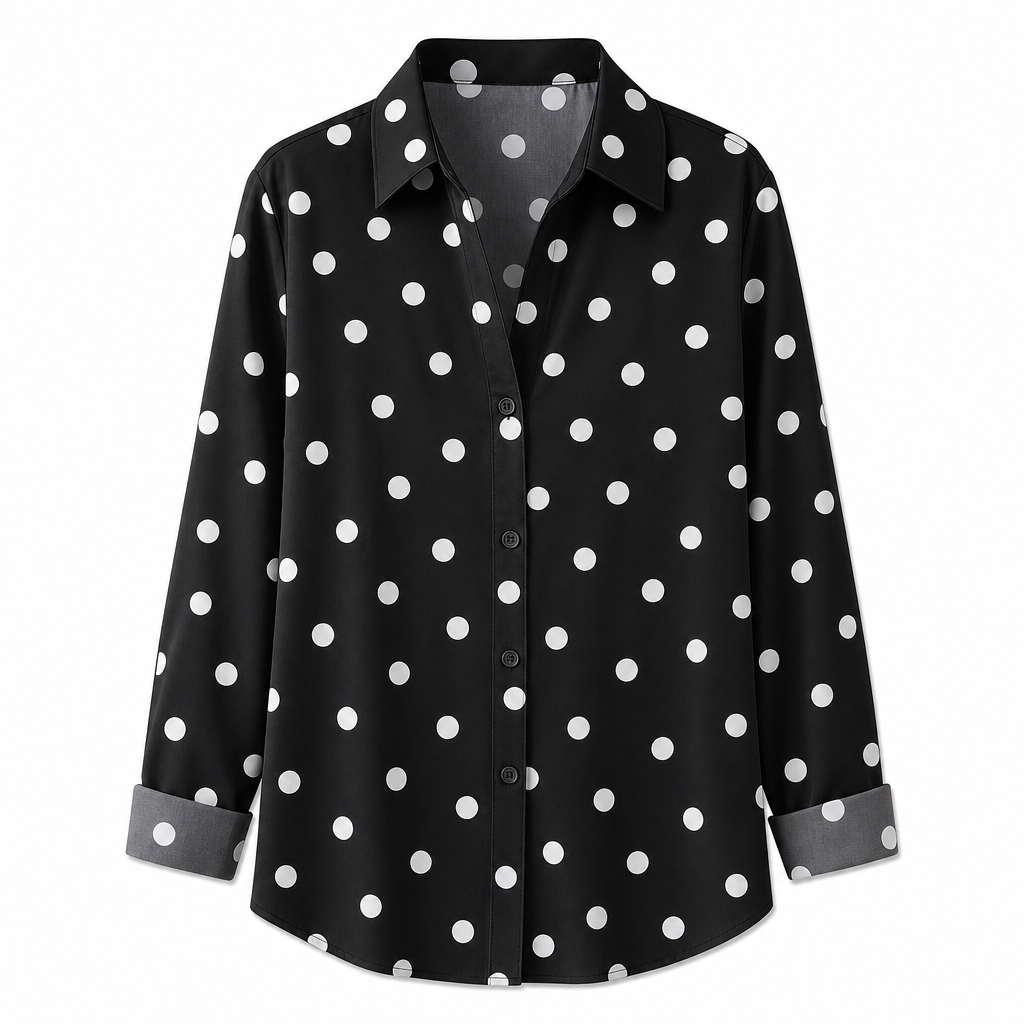Elegant og uformell langermet bluse med knapping for kvinner-9