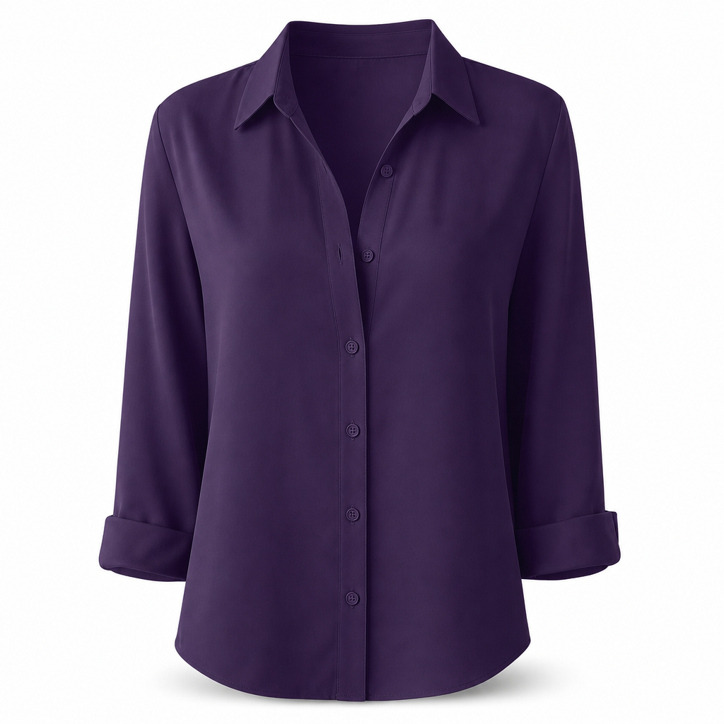 Elegant og uformell langermet bluse med knapping for kvinner-15