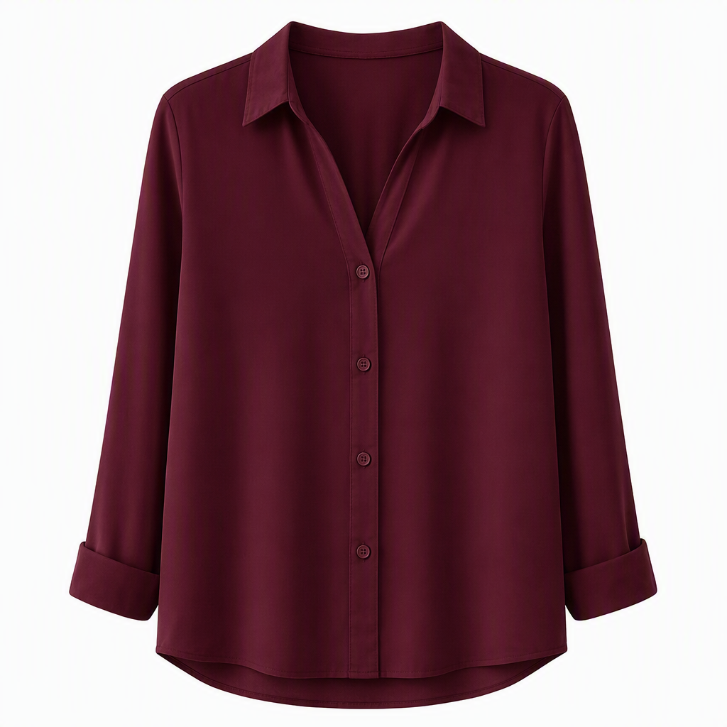 Elegant og uformell langermet bluse med knapping for kvinner-13