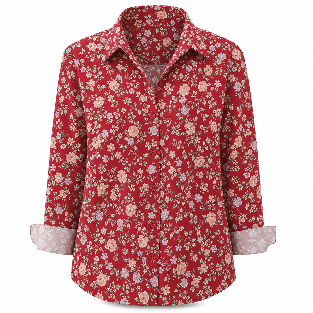 Elegant og uformell langermet bluse med knapping for kvinner-16