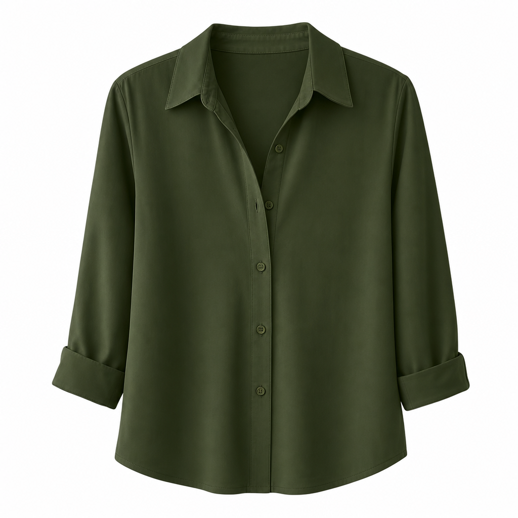 Elegant og uformell langermet bluse med knapping for kvinner-18