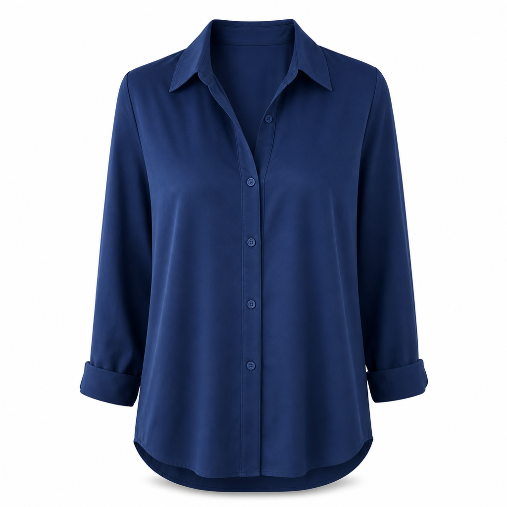 Elegant og uformell langermet bluse med knapping for kvinner-17