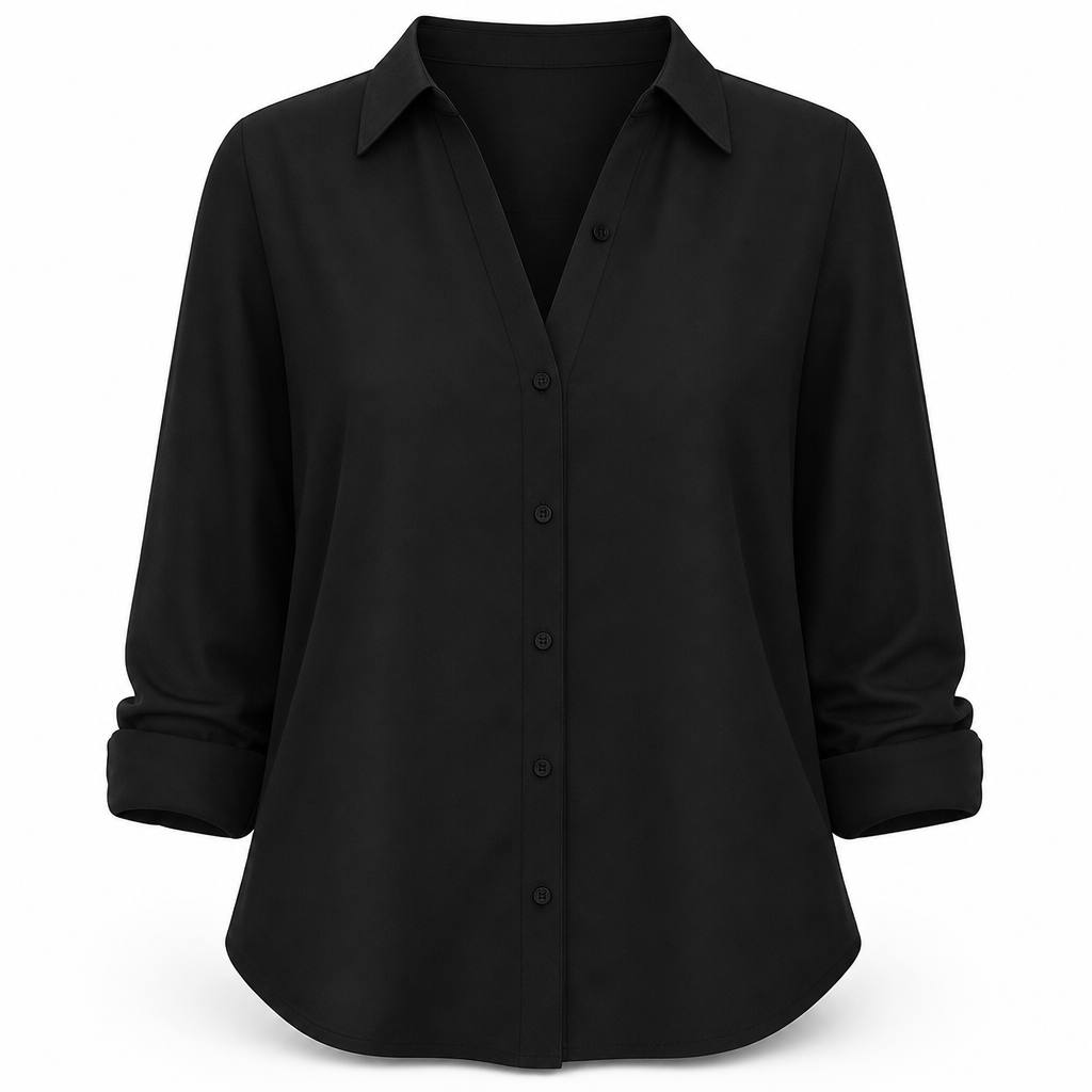Elegant og uformell langermet bluse med knapping for kvinner-21