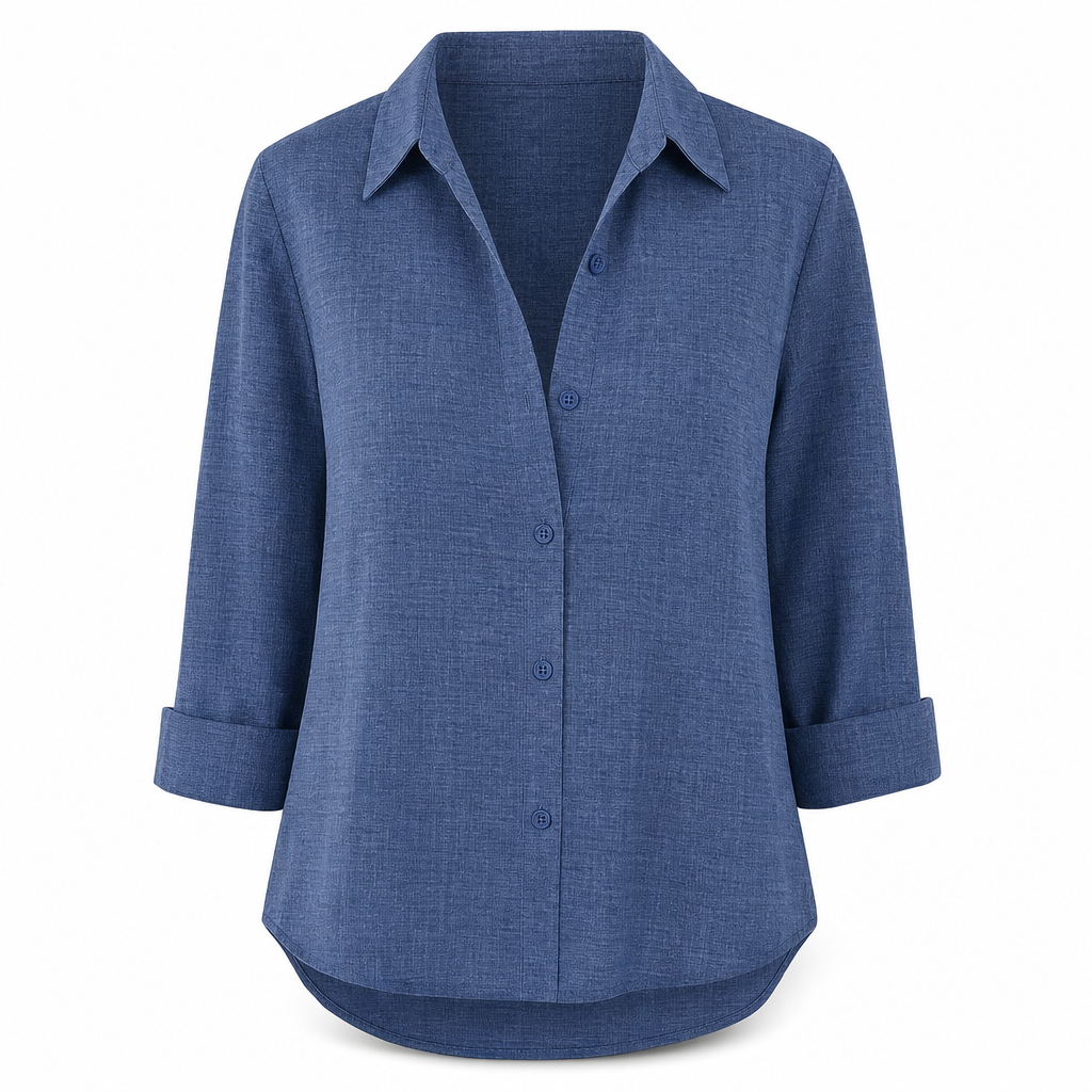 Elegant og uformell langermet bluse med knapping for kvinner-23