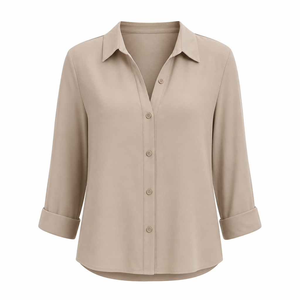 Elegant og uformell langermet bluse med knapping for kvinner-22