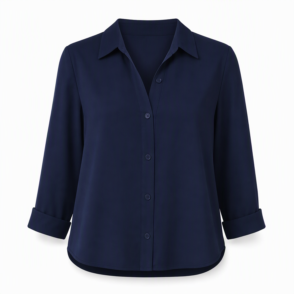 Elegant og uformell langermet bluse med knapping for kvinner-25