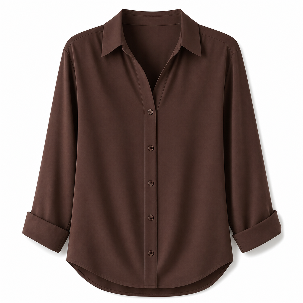 Elegant og uformell langermet bluse med knapping for kvinner-26