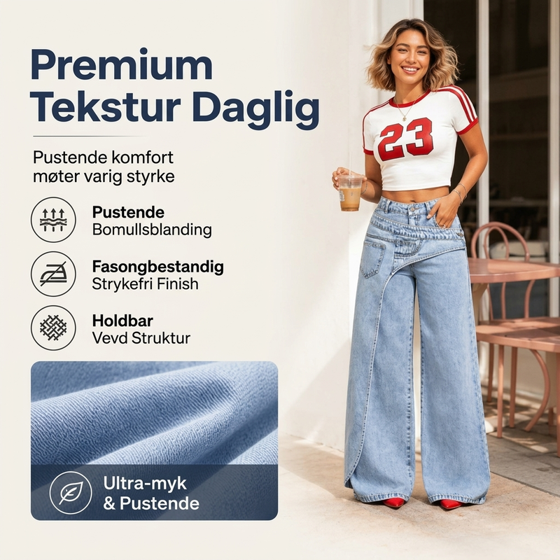Trendy, asymmetriske bredbuksjeans for kvinner-3