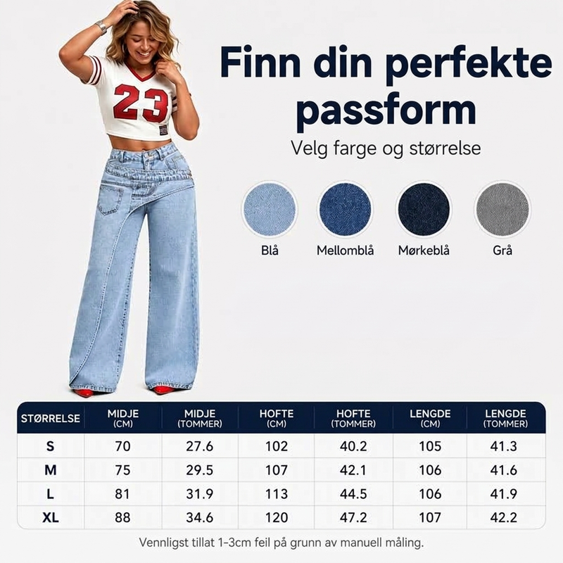 Trendy, asymmetriske bredbuksjeans for kvinner-4