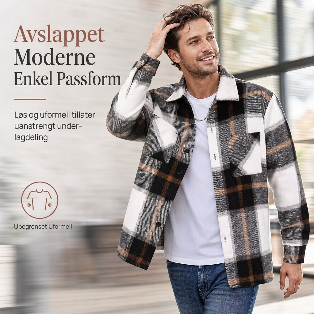 Avslutningsflanellskjorte i ruter for herrer-4