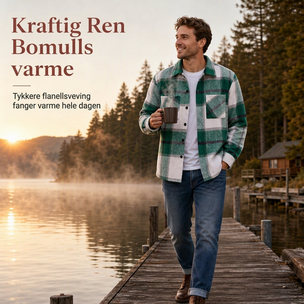 Avslutningsflanellskjorte i ruter for herrer-2