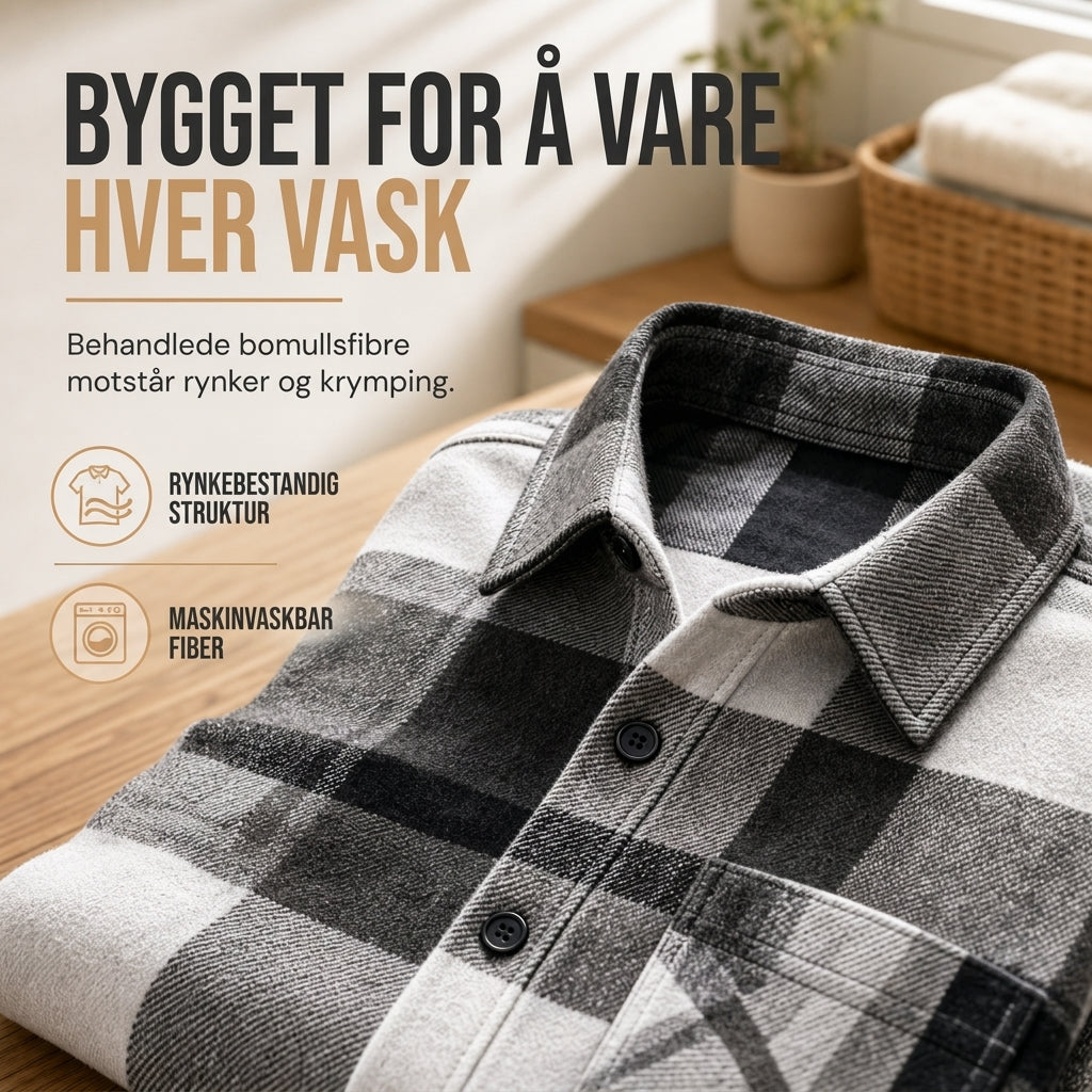 Avslutningsflanellskjorte i ruter for herrer-6