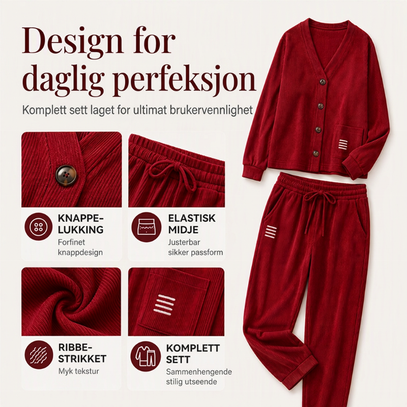 Damesett i cordfløyel, 2 deler-1