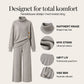 Damesett med strikket turtleneck-genseren og vidbeinte bukser-1