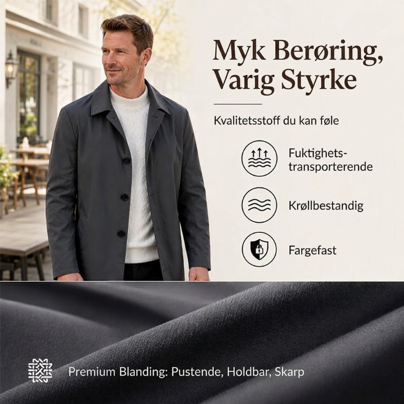 Herre minimalistisk enkeltknadd midtlang kåpe-4