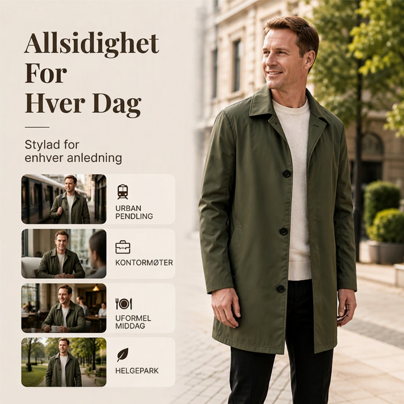 Herre minimalistisk enkeltknadd midtlang kåpe-5
