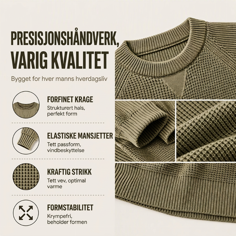 Klassisk rundhalset strikket genser for herrer-1