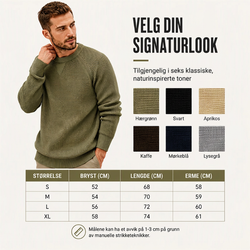 Klassisk rundhalset strikket genser for herrer-2