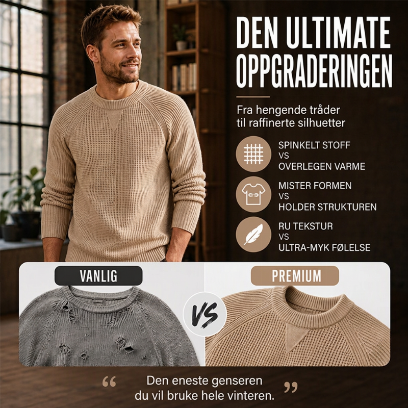 Klassisk rundhalset strikket genser for herrer-3