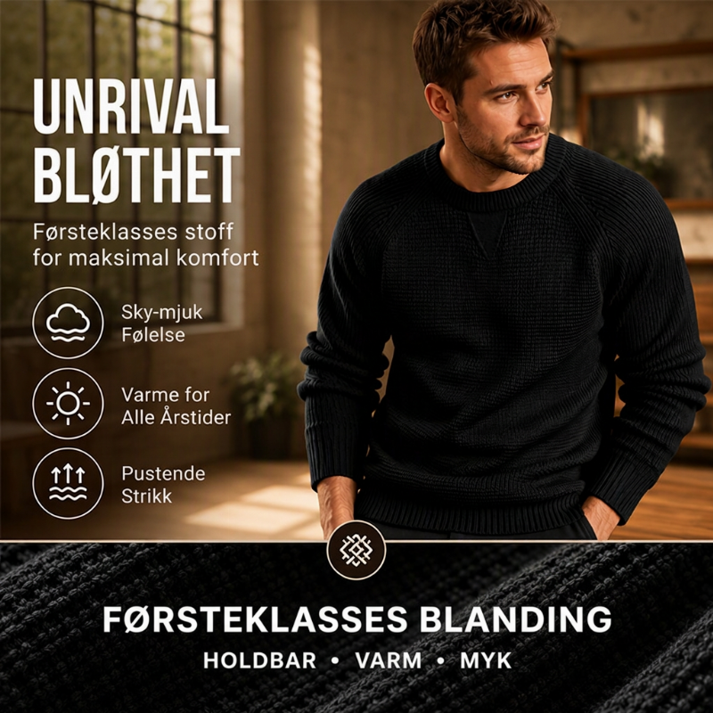 Klassisk rundhalset strikket genser for herrer-4