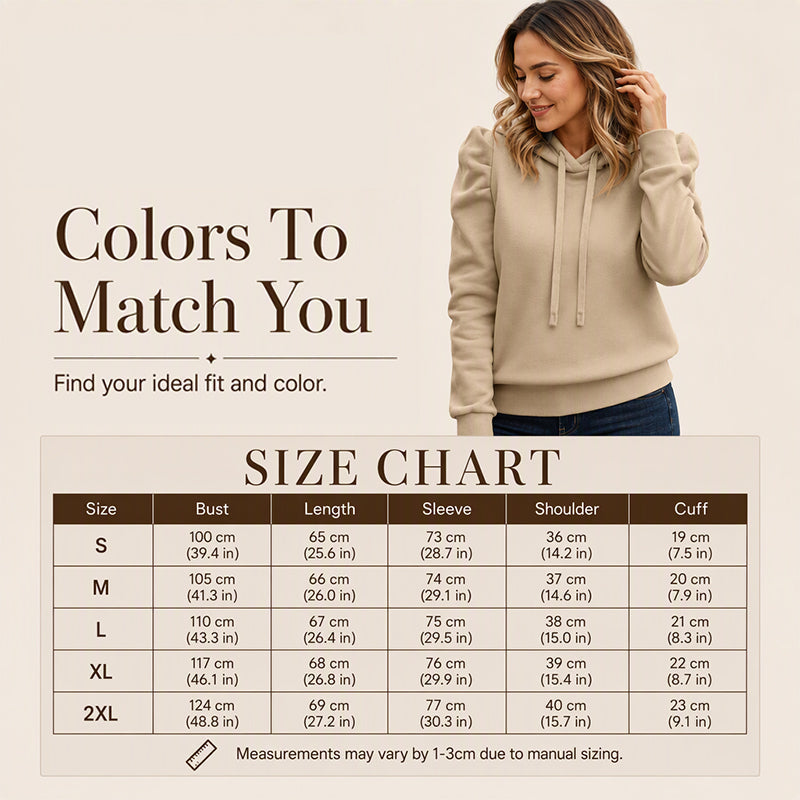 Dame Casual Chic Puff Erme Hoodie-5